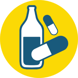 Icon for Substance Use (Bottle and Pills)