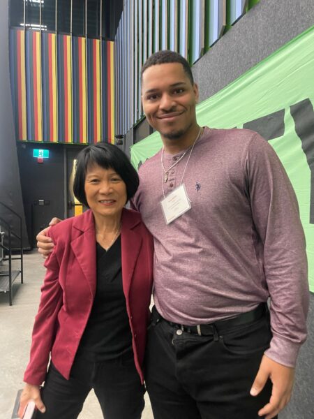 Toronto Mayor Olivia Chow with Inspiring Communities' community engagement specialist Treno Morton.