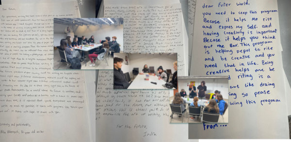Write Your Heart Out - student writing and photos of the students in group.